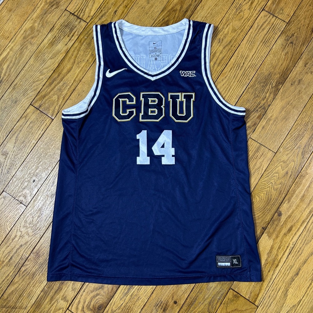 Nike CBU Lancers Braun 14 Basketball Jersey Navy Blue WAC Men XL